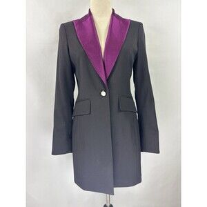 Dana Buchman Petite Formal Blazer Jacket Black Purple 4 Petite 4P